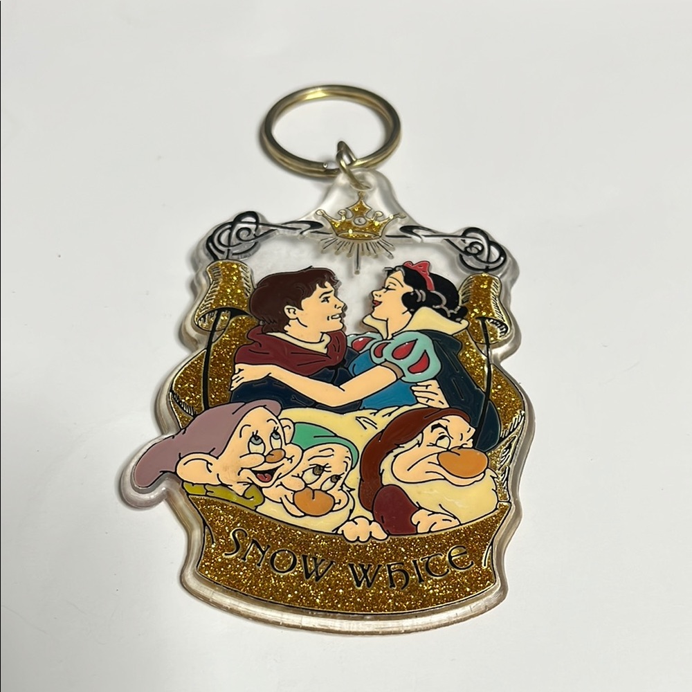 Snow White Keychain Prince Charming Dopey Grumpy Bashful w/Gold Accents